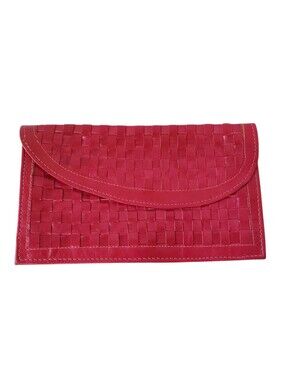 Vintage Red Leather Slim Clutch